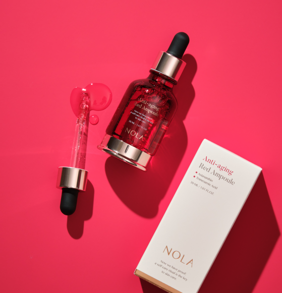NOLA Korean Anti-Aging Ampoule Serum Peptides Niacinamide Astaxanthin Anti-Wrinkle Nourishing Whitening for Face Neck All Skin