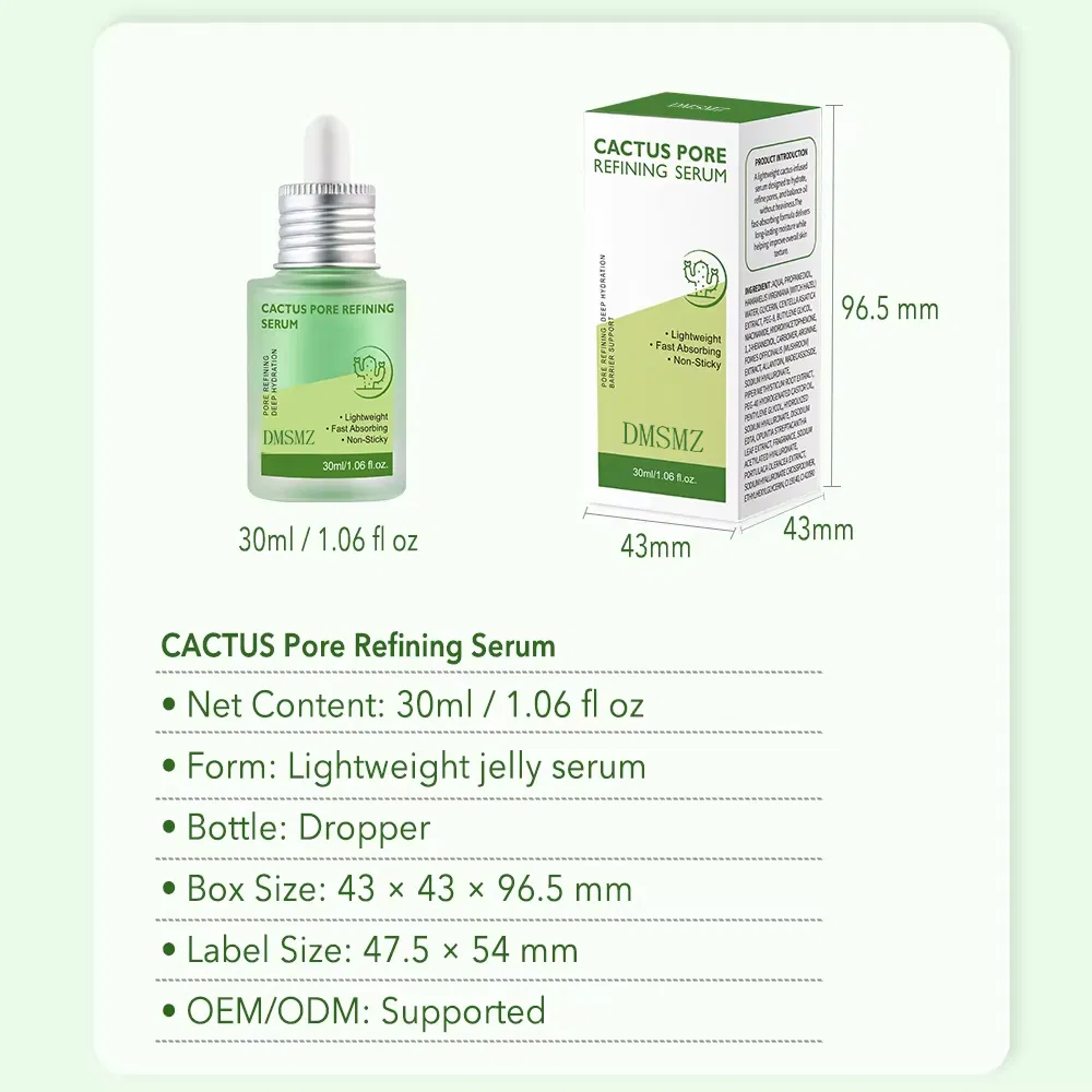 Oil Control Deep Hydration Skin Brightening for Rough Dull Skin Cactus Pore Minimizing Facial Serum