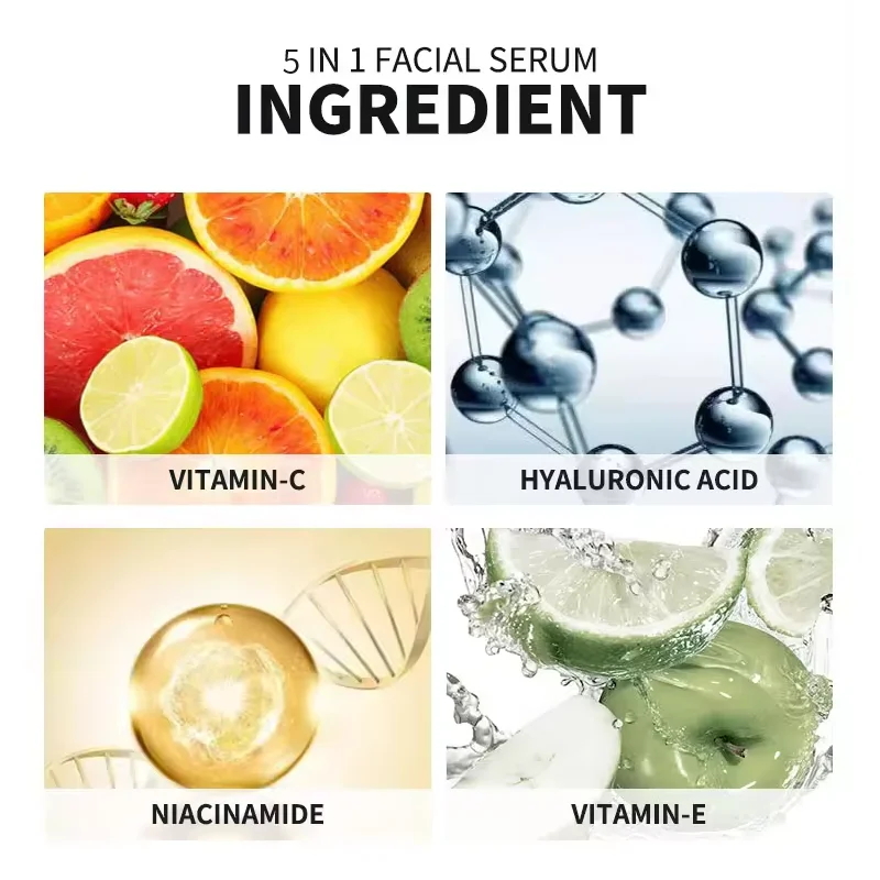 OEM 5 in 1 Vitamin C Essence Retinol Niacinamide Anti-Aging Facial Brightening Serum for All Skin Types