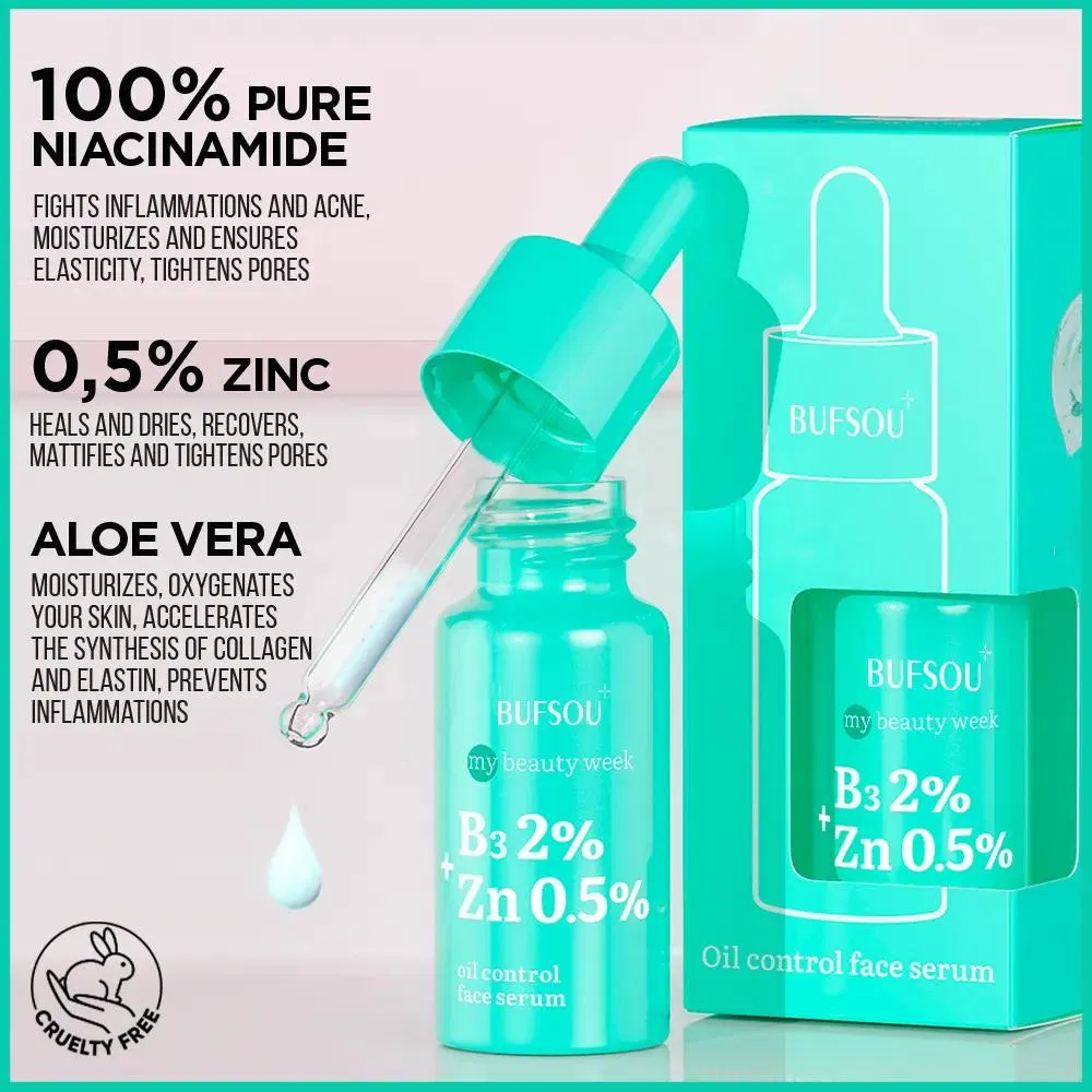 OEM Private Label Aloe Vera Anti Acne Blackheads Oil Control Facial Skin Care Serum Natural Organic Niacinamide Face Serum