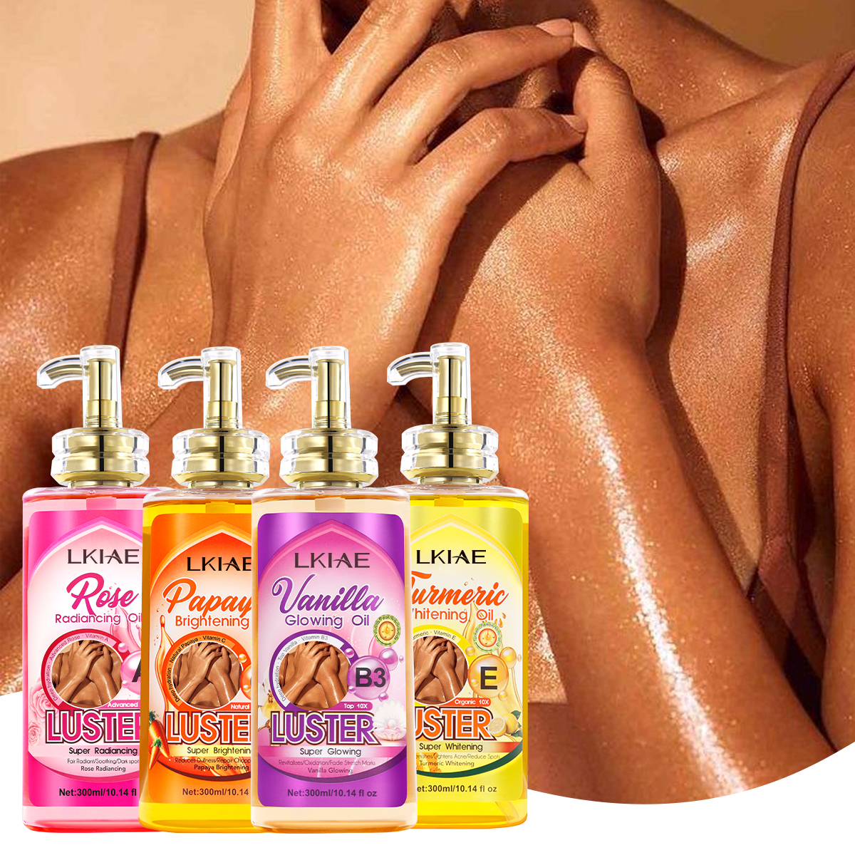 LKIAE Natural Organic Vitamin C E Firming Lightweight Serum Repair Acne Spots Deep Glowing Brightening Whitening Body Oil
