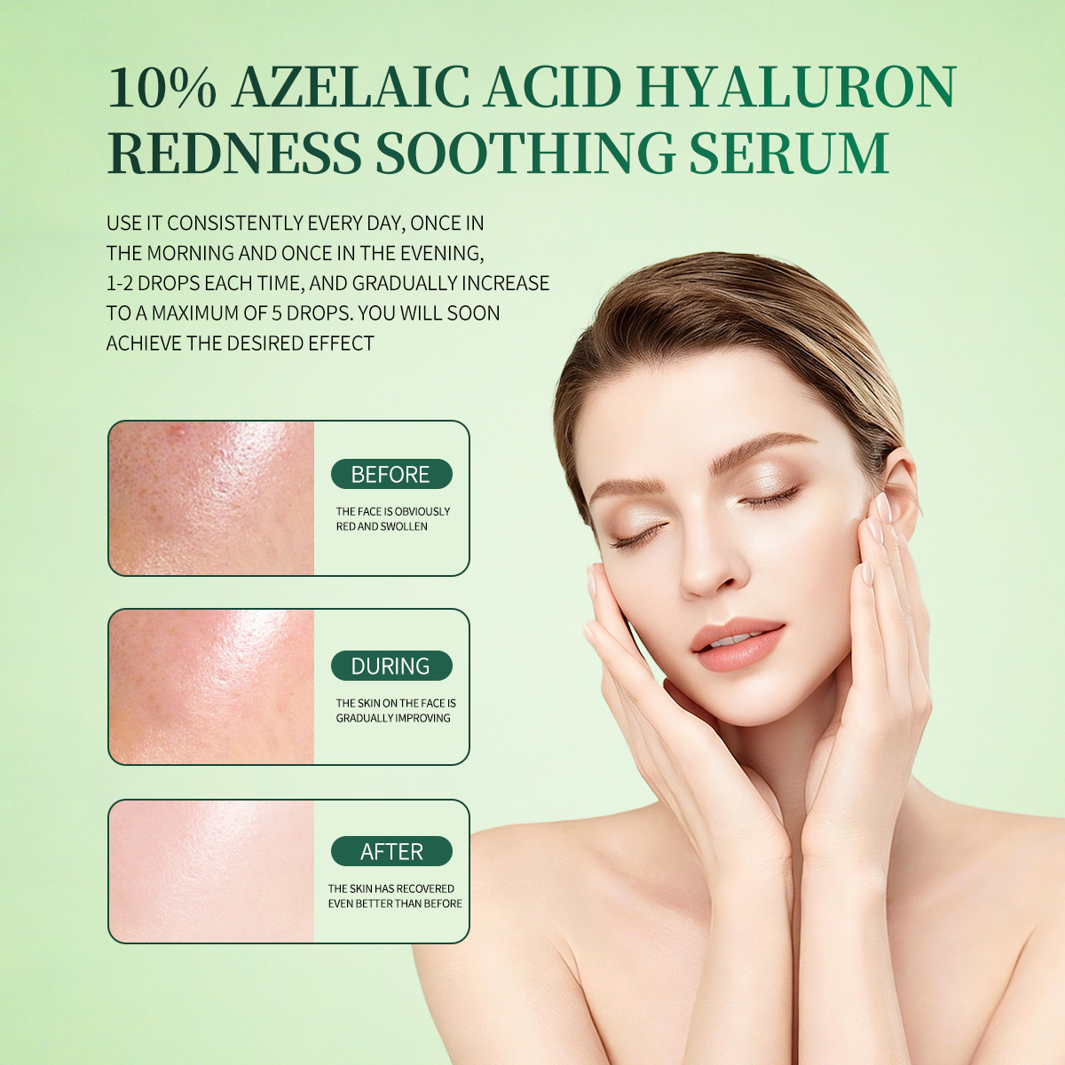 Korean Skincare Azelaic Acid 10 Hyaluronic Redness Soothing Serum For Blemish-Prone Sensitive Skin Lightweight Hydrating Serum