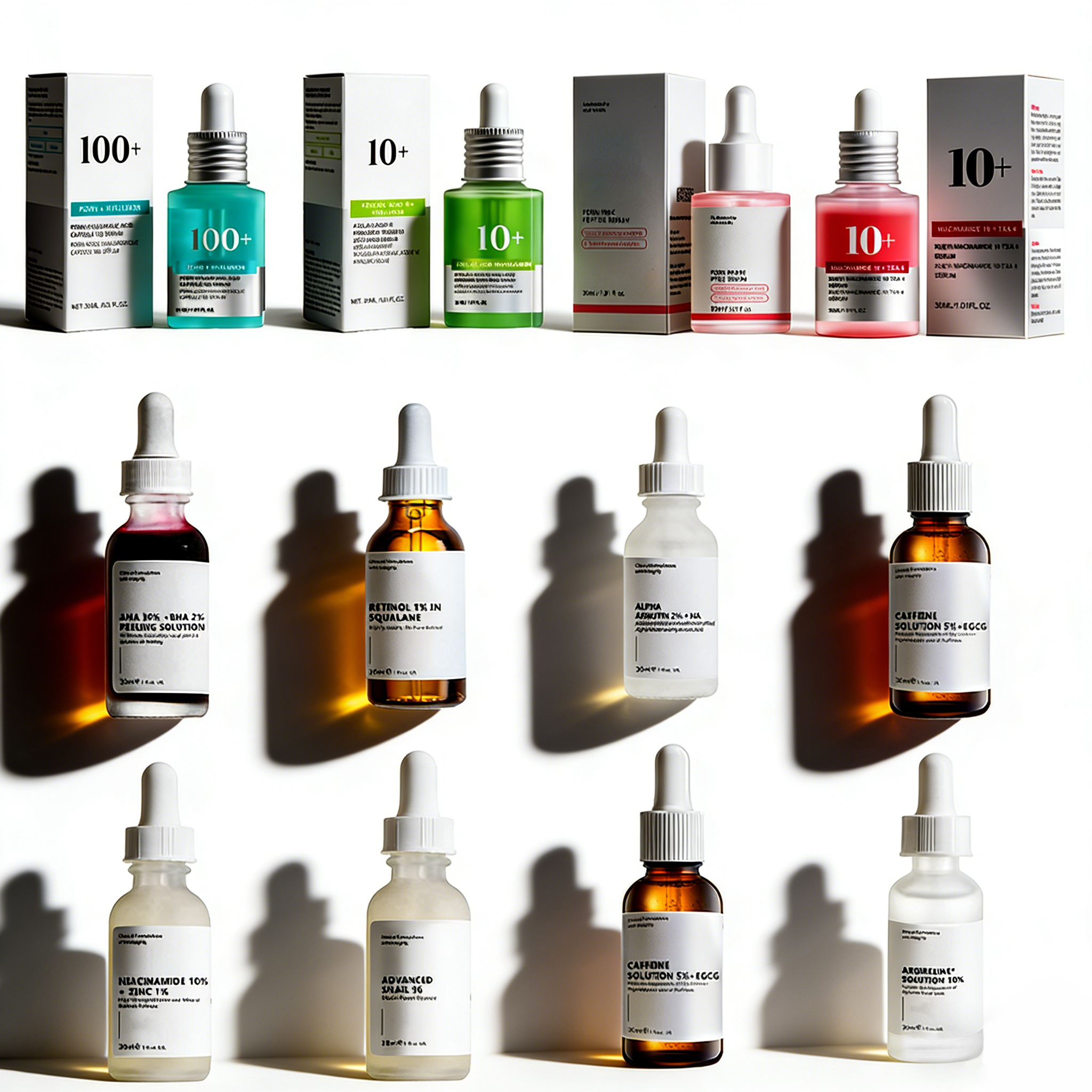 ODM OEM Stock 30ml Multi-Effect Facial Serum Set Hyaluronic Acid Niacinamide Retinol Caffeine PDRN Anti-Aging Brightening Serum