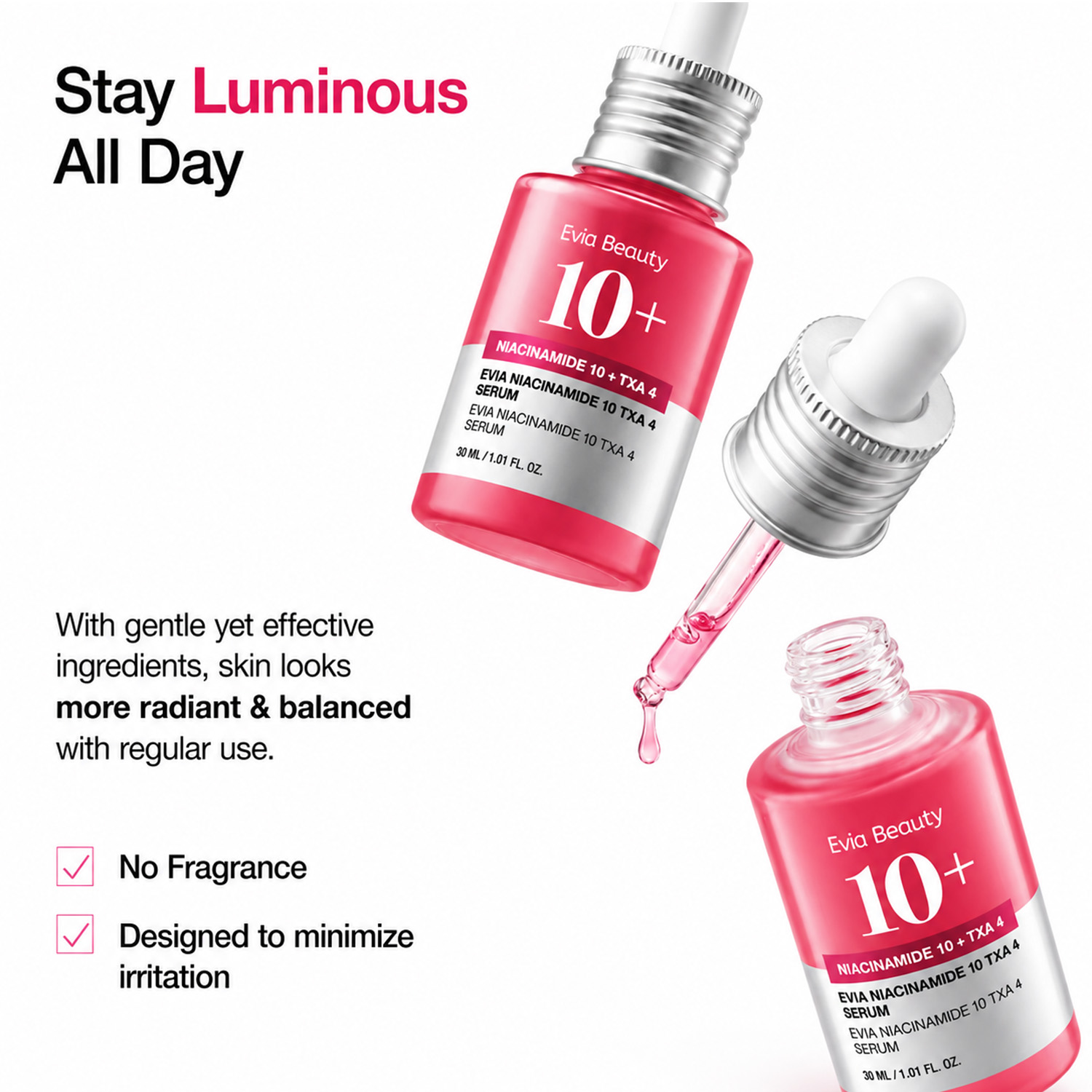 Private Label 30ml 10% Niacinamide 4% TXA Tranexamic Acid Face Serum Dark Spot Corrector Hydrating Brightening Skin Care OEM ODM