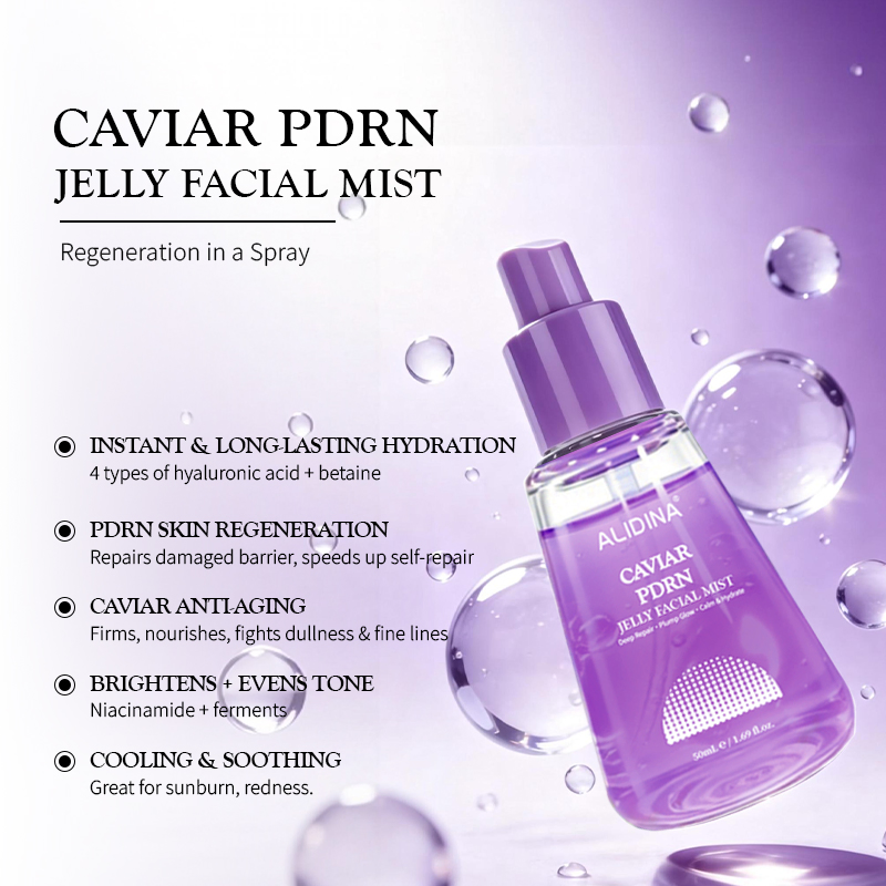 OEM Caviar Jelly Serum Mist Hydrating Revitalizing Face Spray Firming Skin Fade Fine Lines Improve Dull Brightening Facial Serum