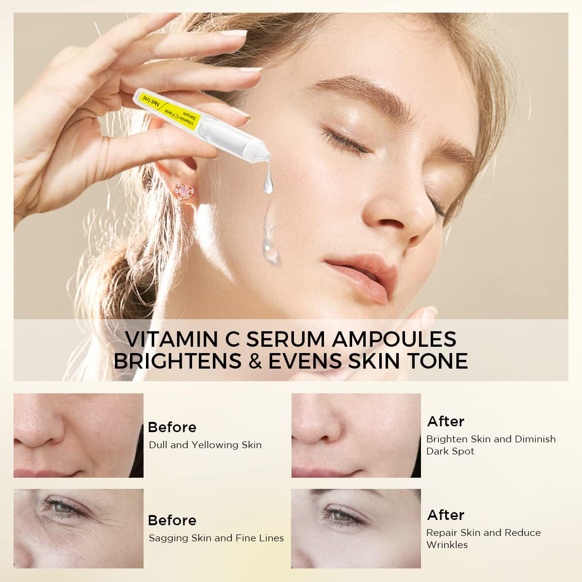 Private Label Alpha Arbutin Brightening Whitening Skin Care Stem Cell Face Vitamin C Face Serum Ampoule for Travel