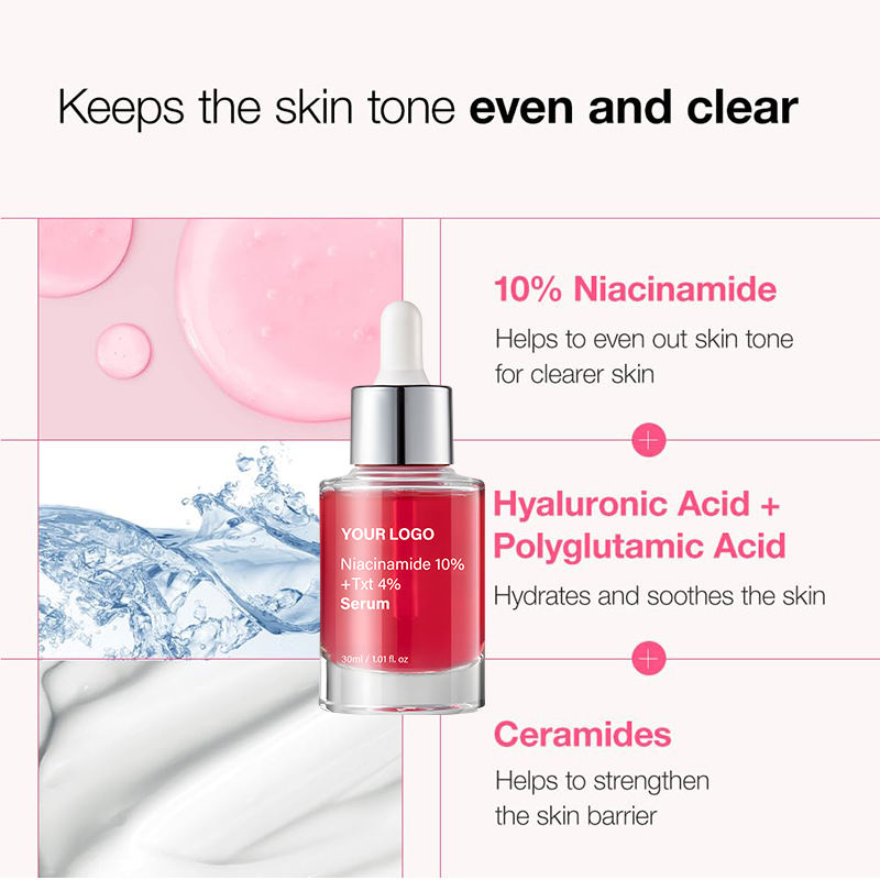 OEM Private Label TXA 4% + Niacinamide + Hyaluronic Acid Korea Face Serum Organic Anti-Aging Anti-Wrinkle Whitening Hydrating