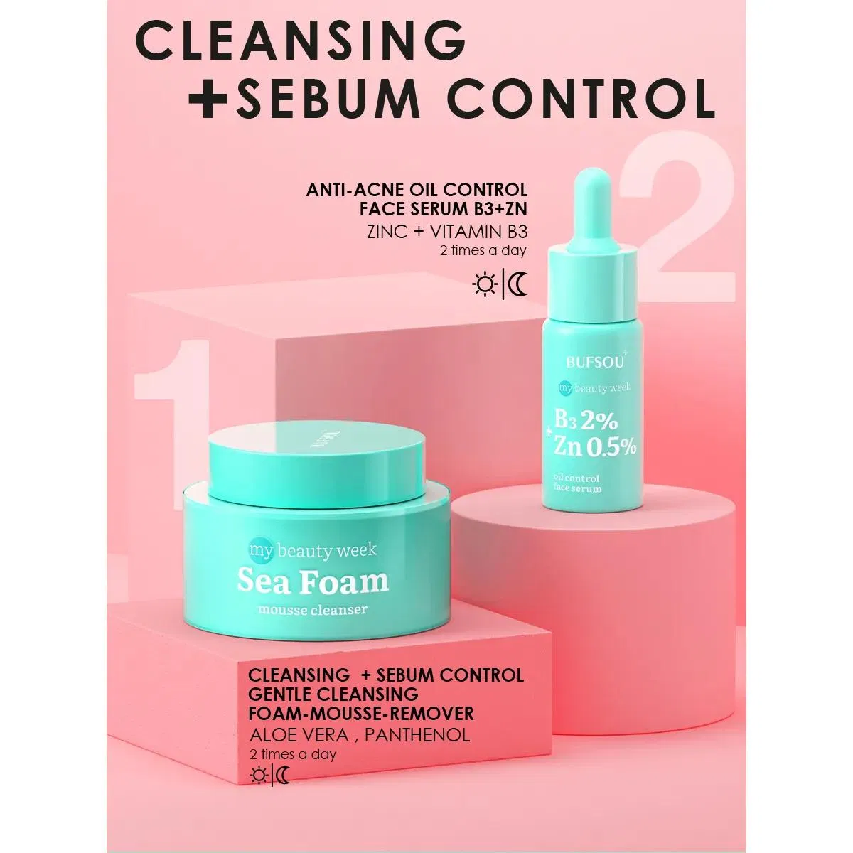 OEM Private Label Aloe Vera Anti Acne Blackheads Oil Control Facial Skin Care Serum Natural Organic Niacinamide Face Serum
