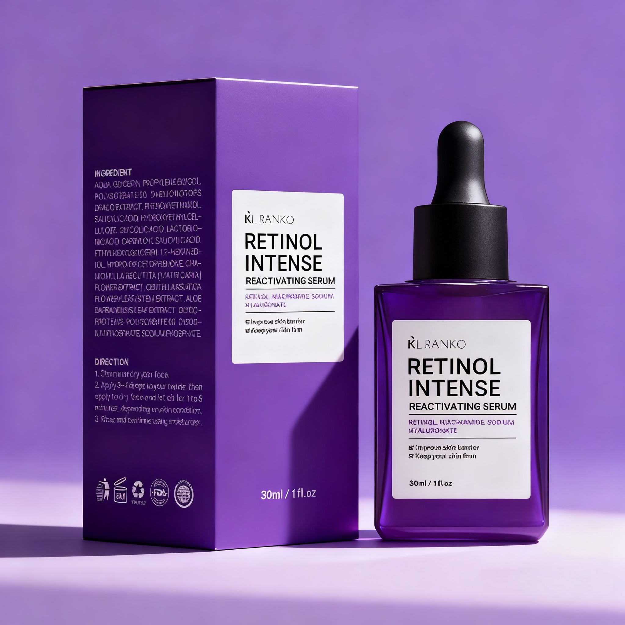 Wholesale Skincare Retinol Face Serum with Vitamin B3 Anti-Aging Firming Moisturizing Reduces Lines Wrinkles for Sensitive Skin