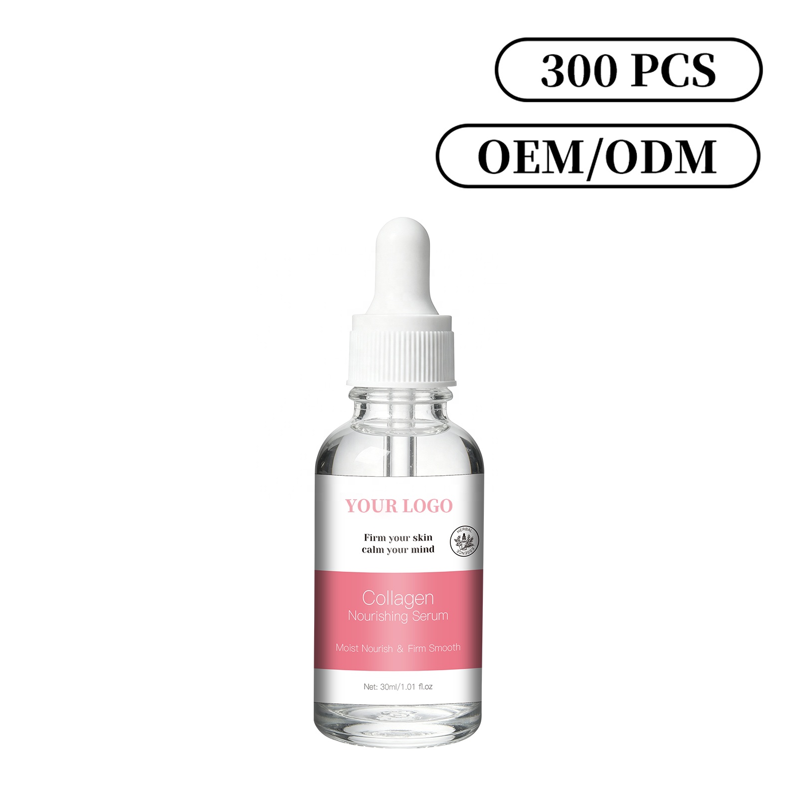 Custom Logo Hydrolyzed Fish Collagen Serum Panthenol Elastic Protein Deep Hydration Firming Anti-Wrinkle Facial Serum