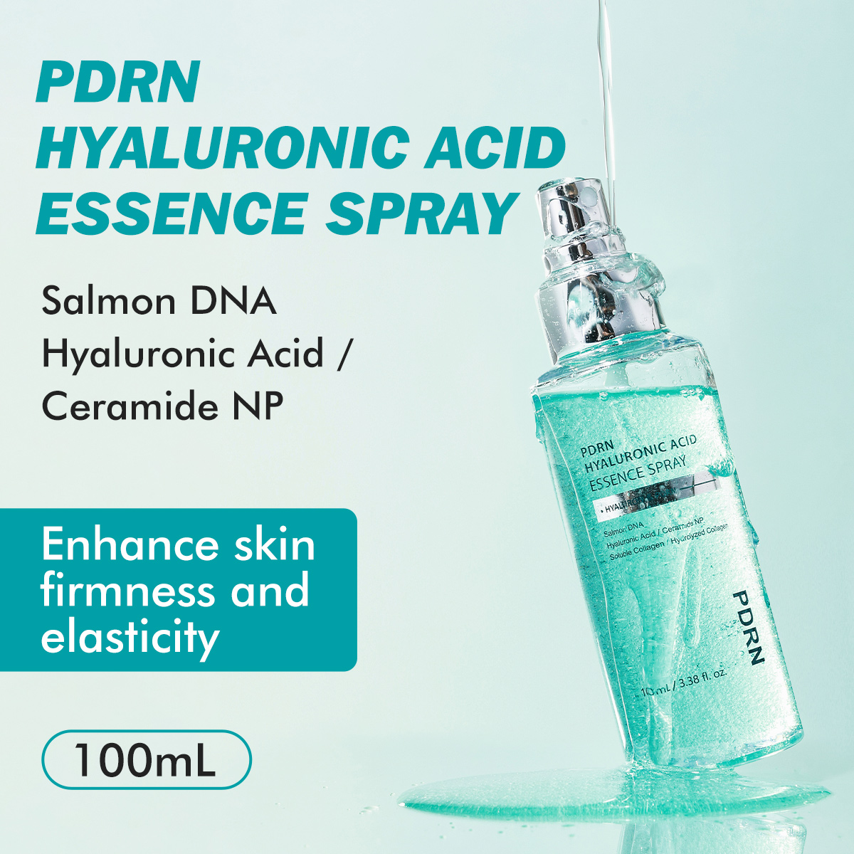 PDRN Collagen Glow Facial Serum Spray Hydrating Face Mist Hyaluronic Acid Dewy Glass Finish Instant Plumping KoreanSerum Spray