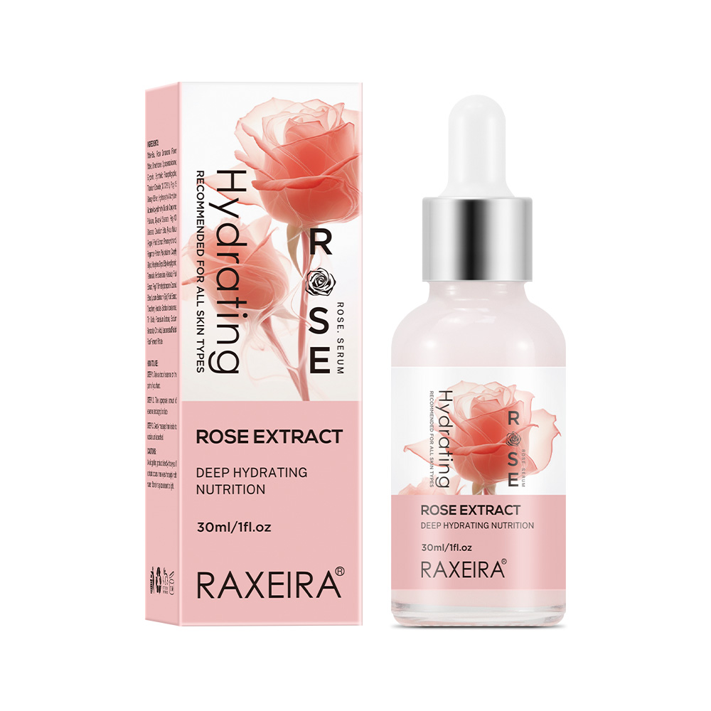 Private Label Rose Face Serum Hydrating &amp; Glowing Refreshing Repair Wrinkle Anti Aging Age Essence Facial Skin Care Serum