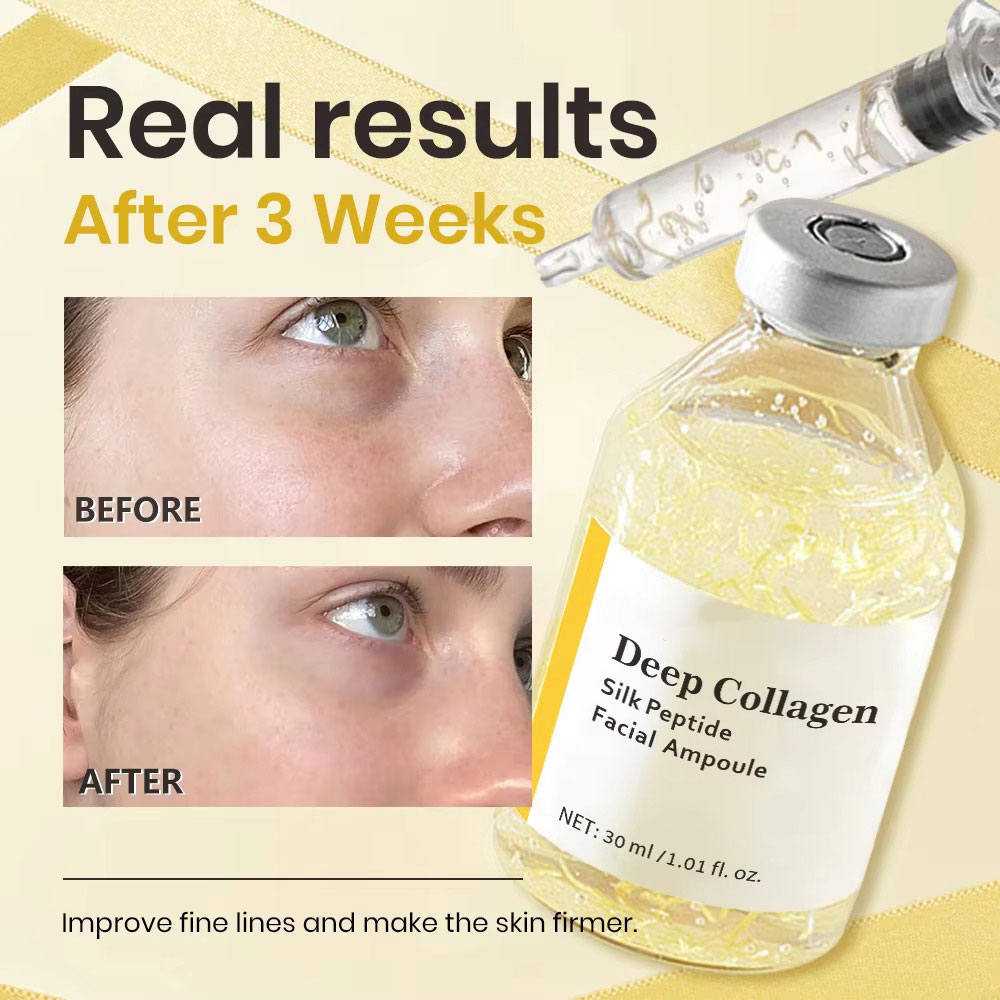 OEM ODM Deep Collagen Silk Peptide Facial Ampoule Intensive Lifting Serum for Face for Anti-Aging, Tightening, Firming Hydration