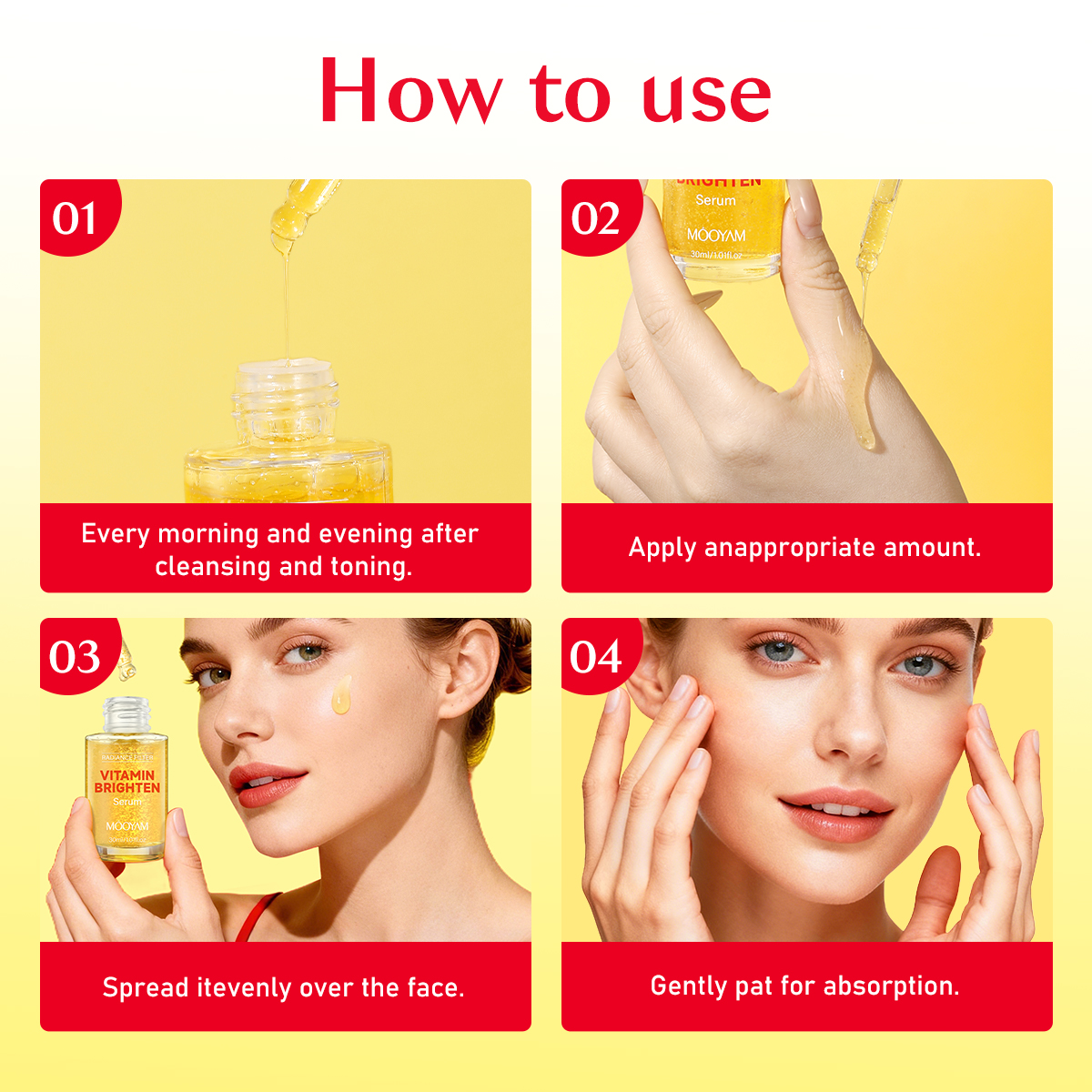 Private Label OEM Vitamin C Brighten Serum Hyaluronic Acid For Firm Skin Whitening Dark Spot/Freckle Fade For Face Serum 30ml