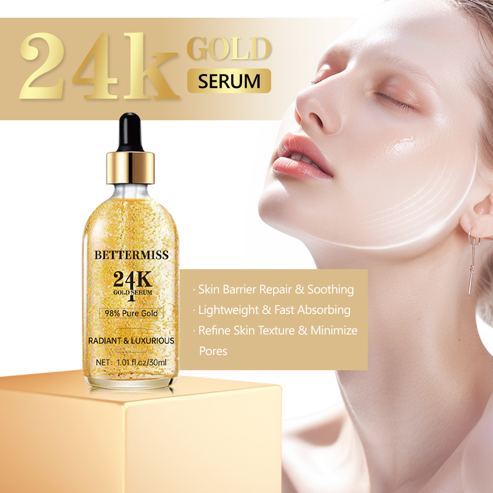 High Quality 24k Gold Serum Peptide Anti-Wrinkle Hyaluronic Acid Facial Skincare Beauty Niacinamide Skin Care Serum For Face