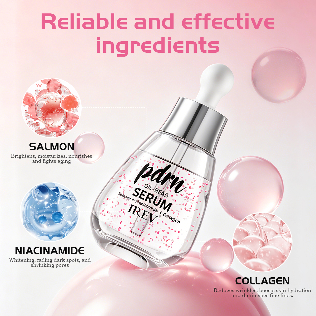 IREV OEM Salmon PDRN Oil-Bead Serum With Niacinamide &amp; Collagen 30ml Face Serum For Dry Skin Anti-Wrinkle &amp; Soothing
