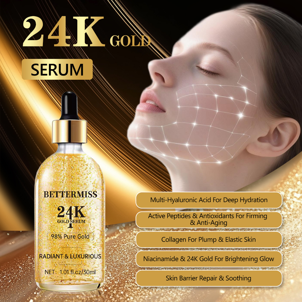 High Quality 24k Gold Serum Peptide Anti-Wrinkle Hyaluronic Acid Facial Skincare Beauty Niacinamide Skin Care Serum For Face