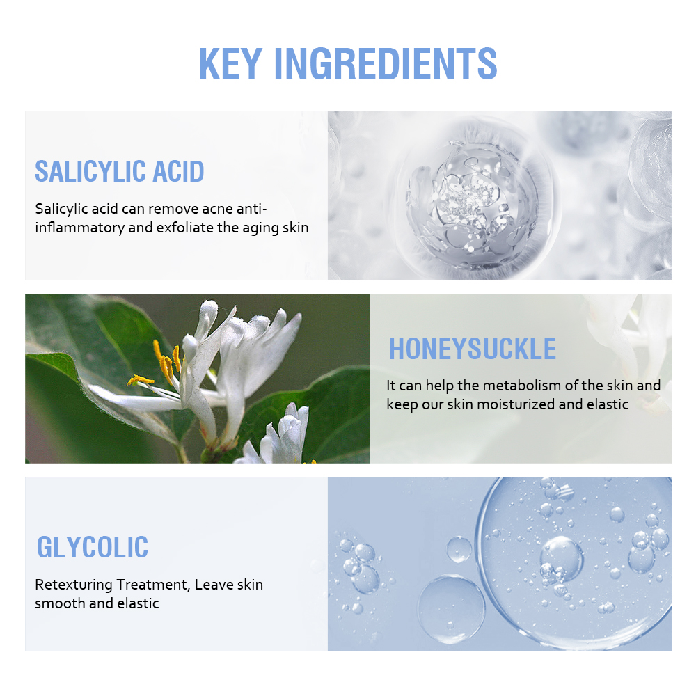 Kangrong Private Label Whitening Aloe Vera Acne Scar Resurfacing Exfoliating AHA BHA Salicylic Kojic Acid Facial Serum Ampoules