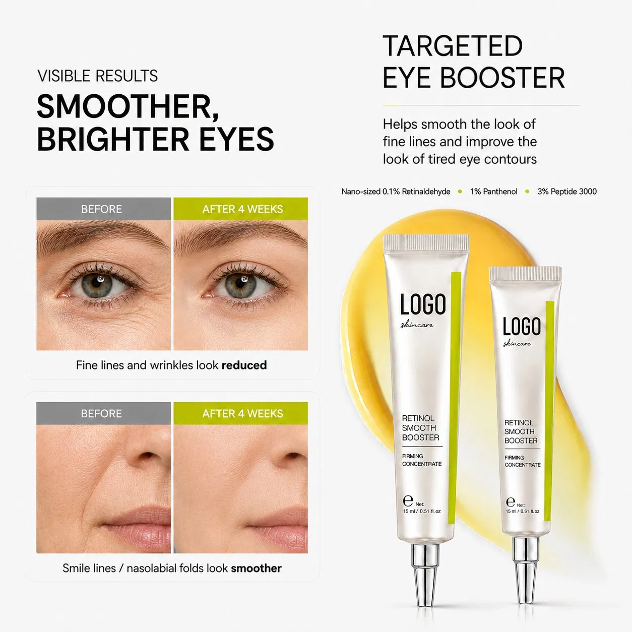 Professional Eye Care Smoothes Wrinkles Refines Look Texture Firms Eye Area Revitalizes Brightens Retinol Smooth Booster Eye Serum