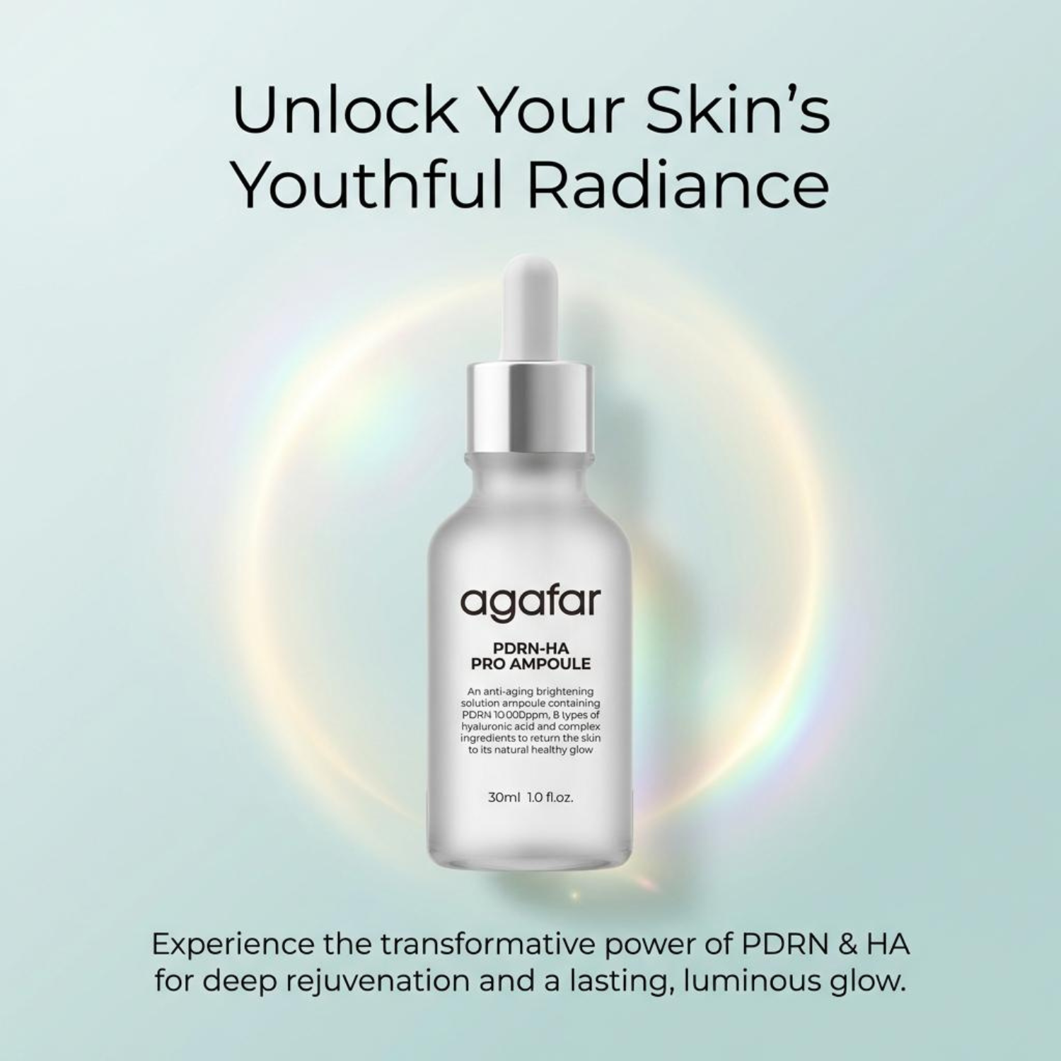 PDRN Salmon DNA 100% Pure 10000ppm Hyaluronic Acid Anti Aging Pore Shrinking Whitening Moisturizing Liquid Face Serum 30ml