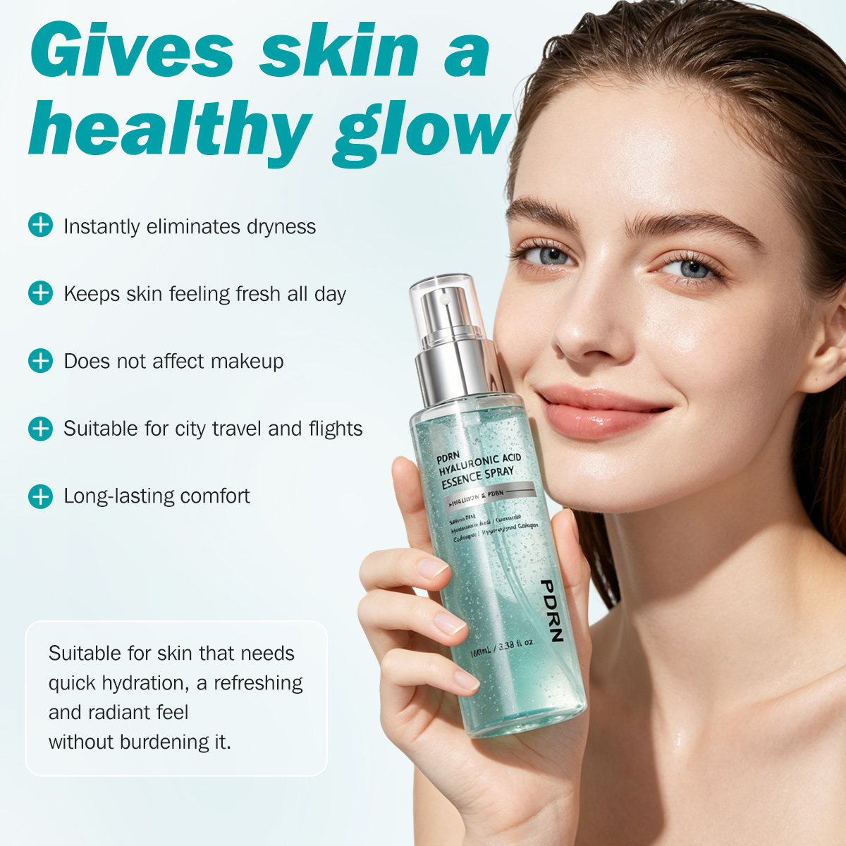 PDRN Collagen Glow Facial Serum Spray Hydrating Face Mist Hyaluronic Acid Dewy Glass Finish Instant Plumping KoreanSerum Spray