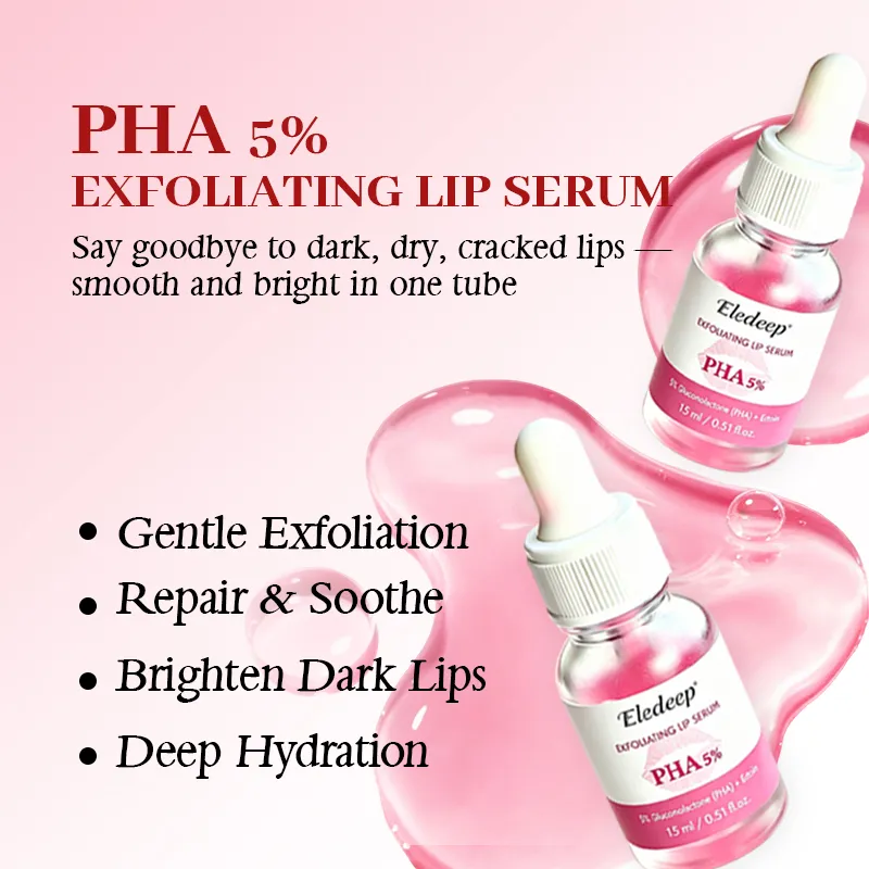 Custom Logo Advanced Rejuvenating Pha 5% Exfoliating Lip Brightening Serum Hydrating Overnight Lip Gentle Exfoliator Treatment