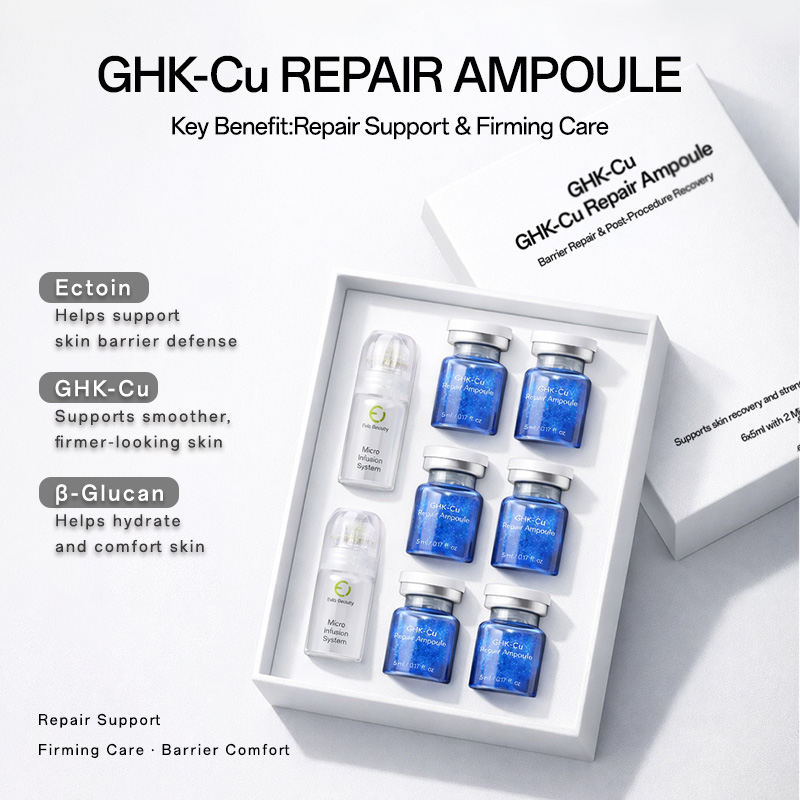 Wholesale OEM ODM Private Label 6x5ml GHK-Cu Micro Infusion Ampoule Set Facial Serum Kit Hydration Repair Soothing Firming Skin