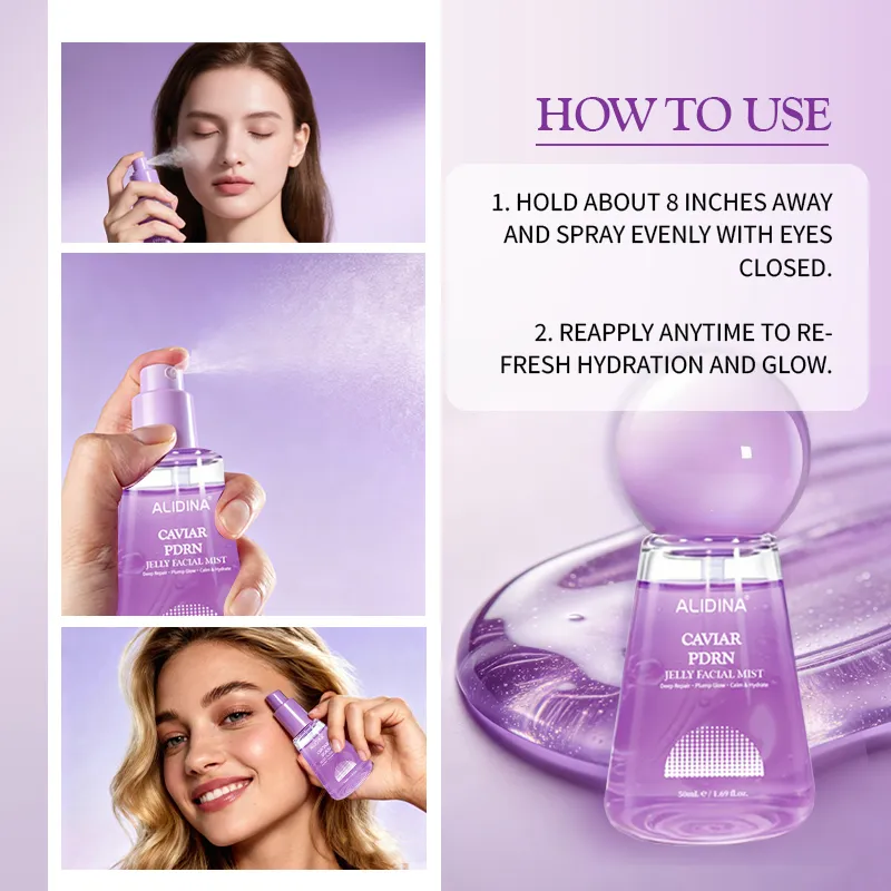 OEM Caviar Jelly Serum Mist Hydrating Revitalizing Face Spray Firming Skin Fade Fine Lines Improve Dull Brightening Facial Serum