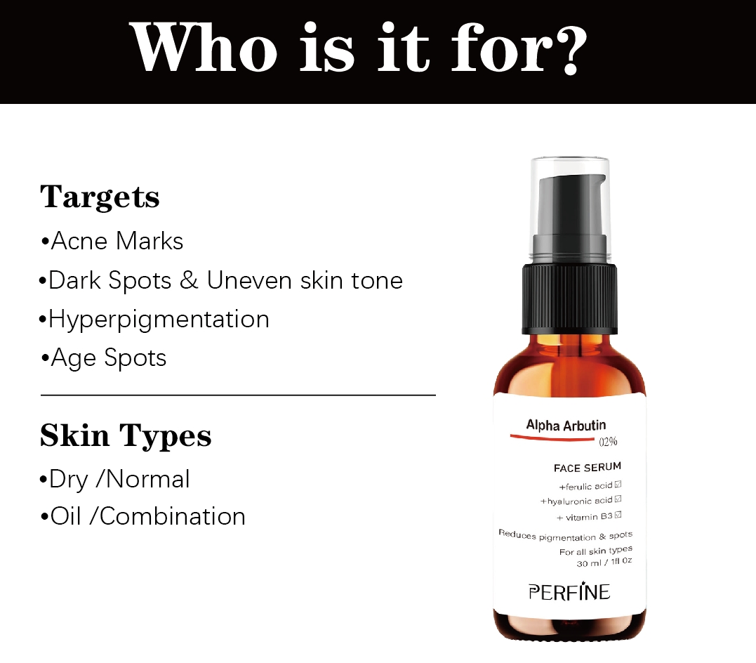 Private Label Skin Brightening Serum 2% Alpha Arbutin Serum for Removing Pigmentation Acne Marks