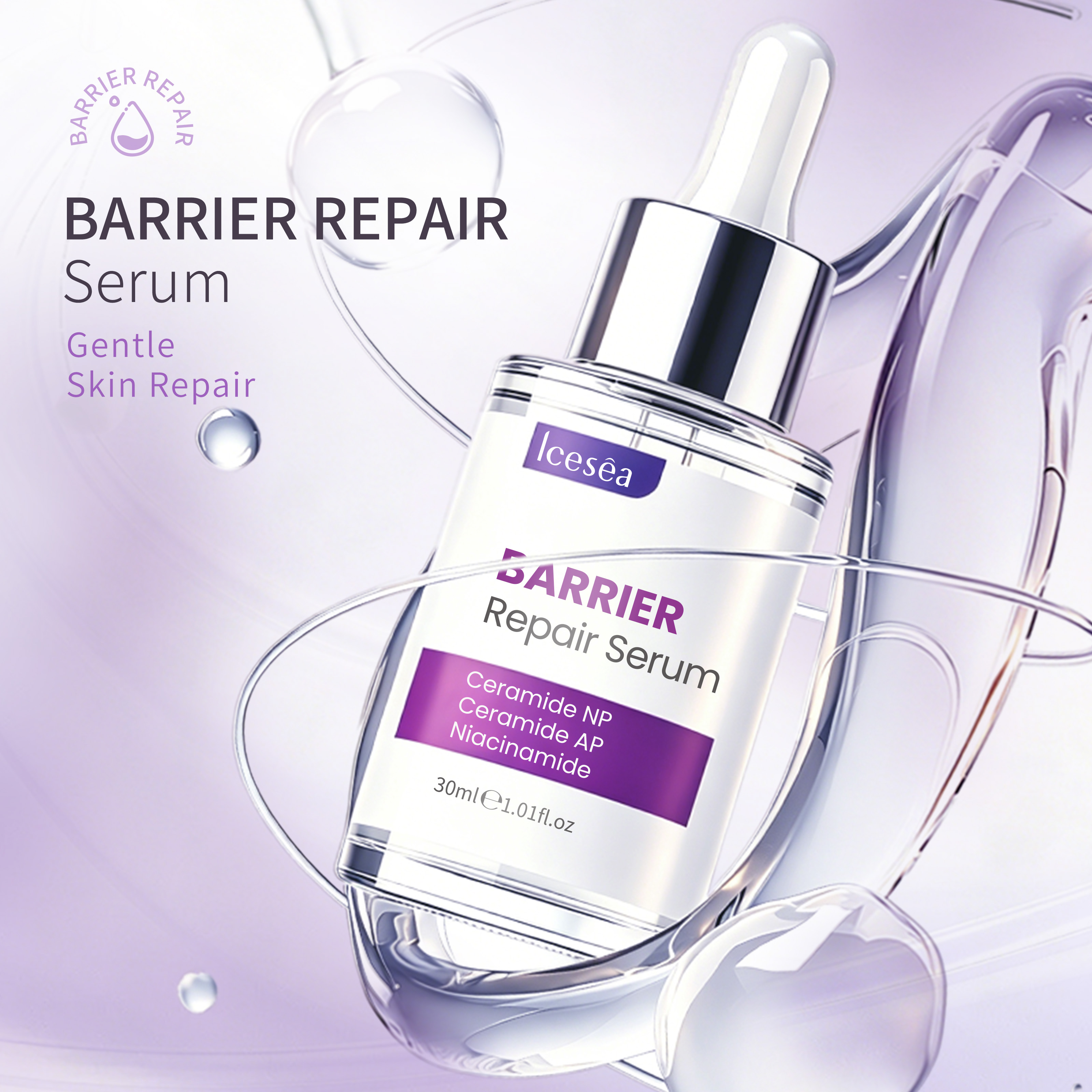 OEM Ceramide Niacinamide Barrier Strengthening Serum Restoring Hydrating Calming for Dry Damaged Sensitive Skin