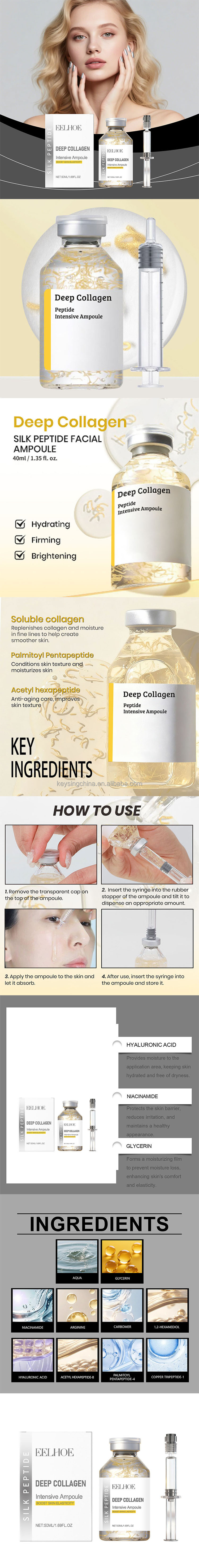 OEM Face Skin Anti Aging Wrinkle Deep Peptides Collagen Firming Essence