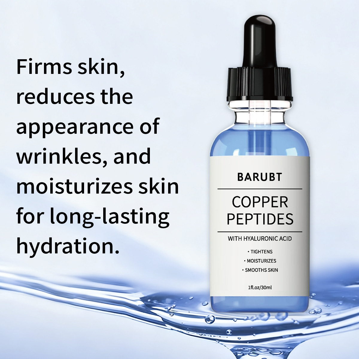 Wholesale Private Label Facial Serum Tightening Repairing Collagen Boosting Ghkcu Blue Copper Peptide Serum with Hyaluronic Acid