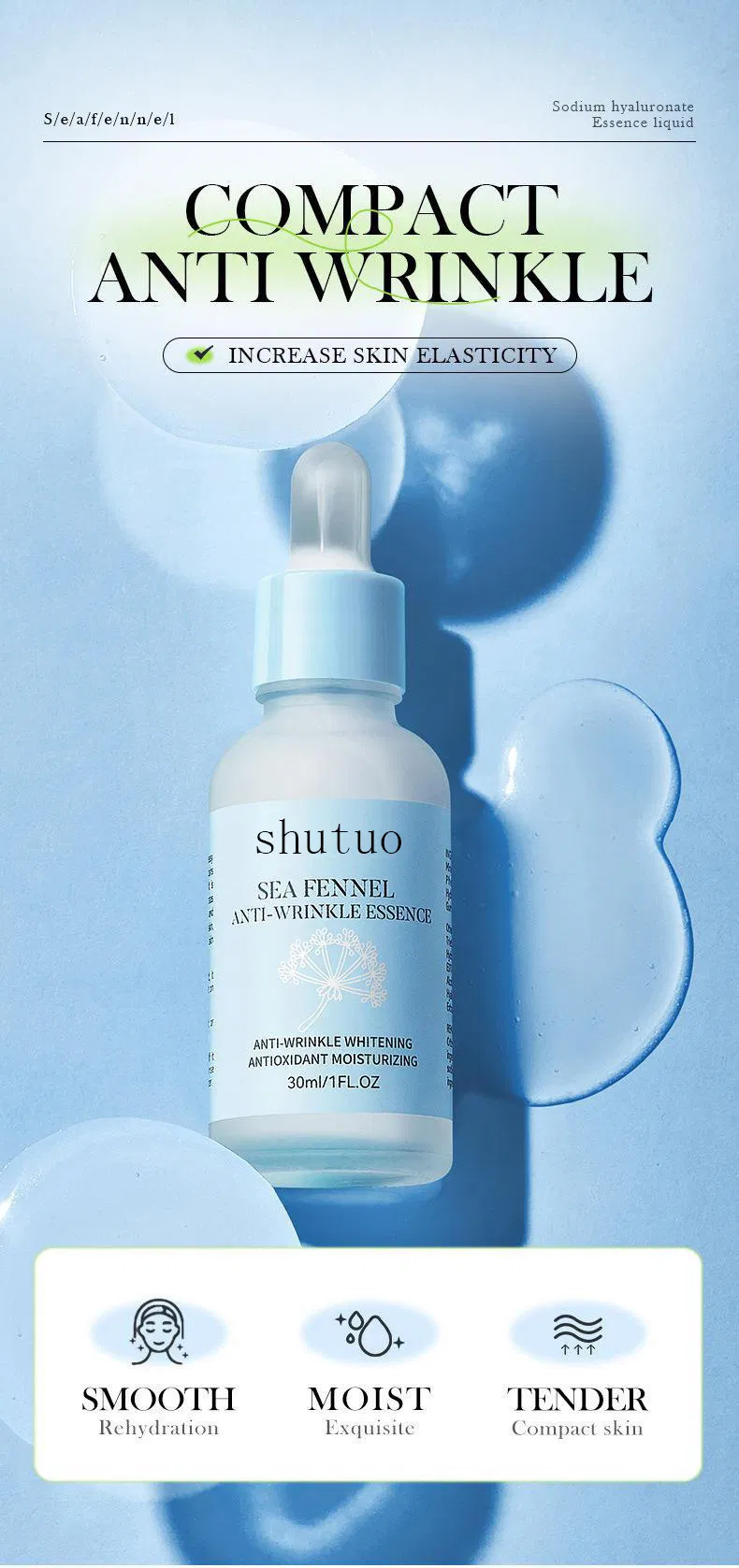 Sea Fennel Hyaluronic Acid Hydrating Moisturizing Emergency Repair Anti-Fatigue Soothing Facial Serum