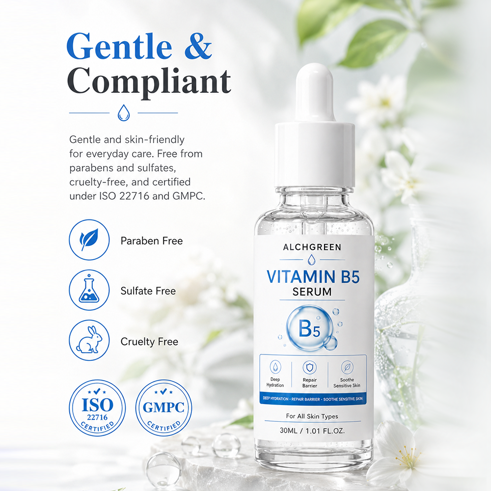 Private Label Gentle Facial Serum for Hydration and Barrier Repair Vitamin B5 Serum