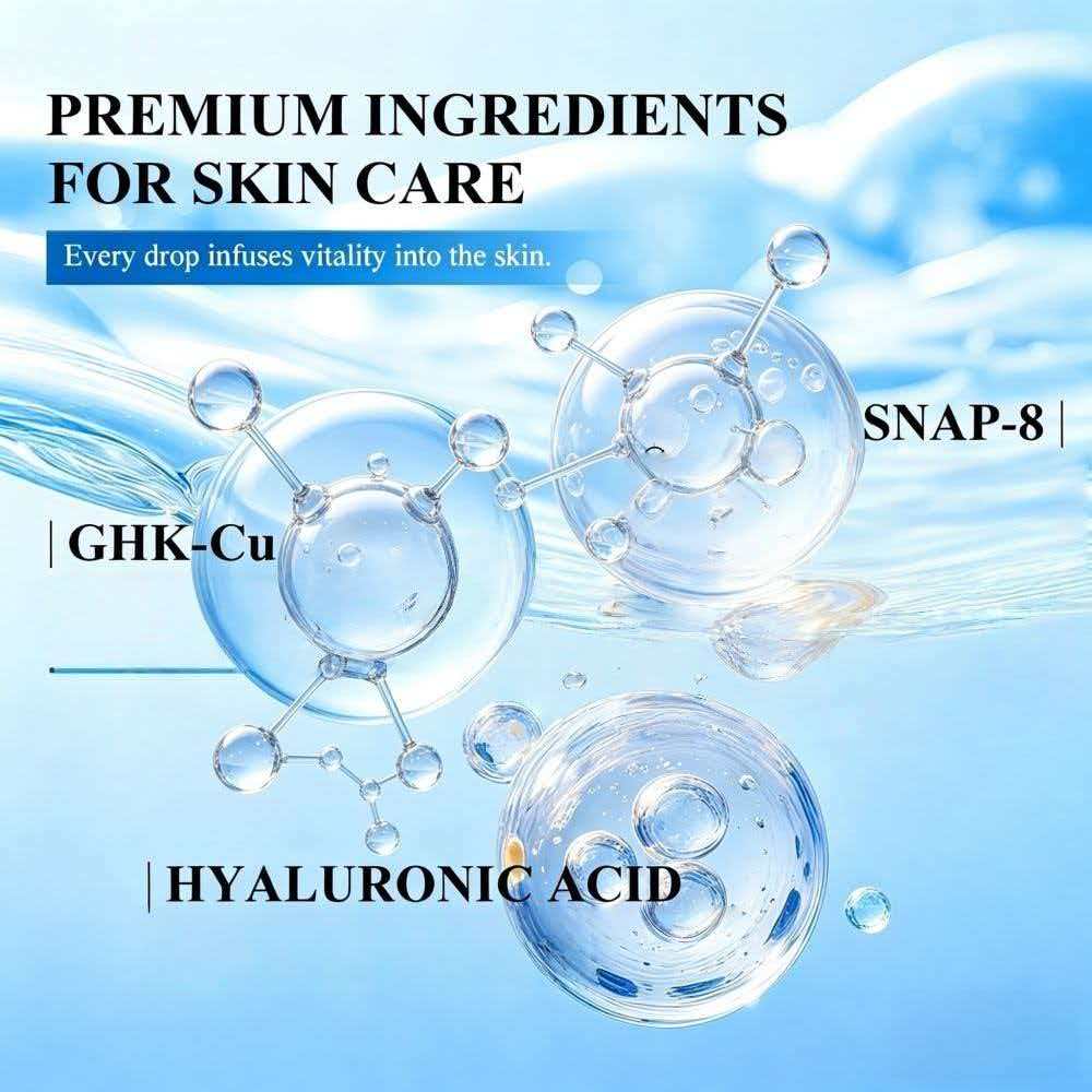 Private Label 30ml GHK-Cu Snap-8 Copper Peptide Vitamin C Facial Serum Hyaluronic Acid Anti-Aging Repair Firming Hydrating OEM