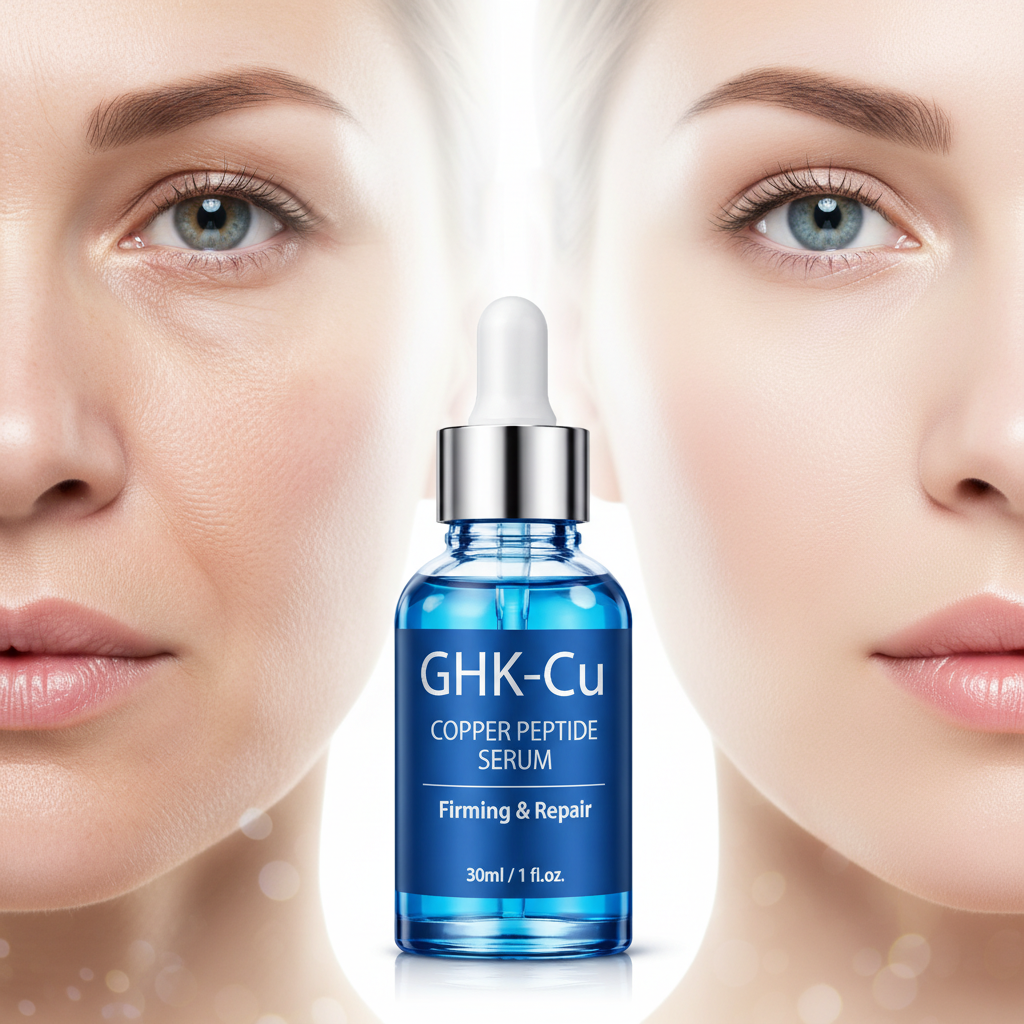 GHK Cu Copper Peptide Face Serum Anti Aging Firming Repair Collagen Boost Hydrating Private Label OEM ODM Skincare