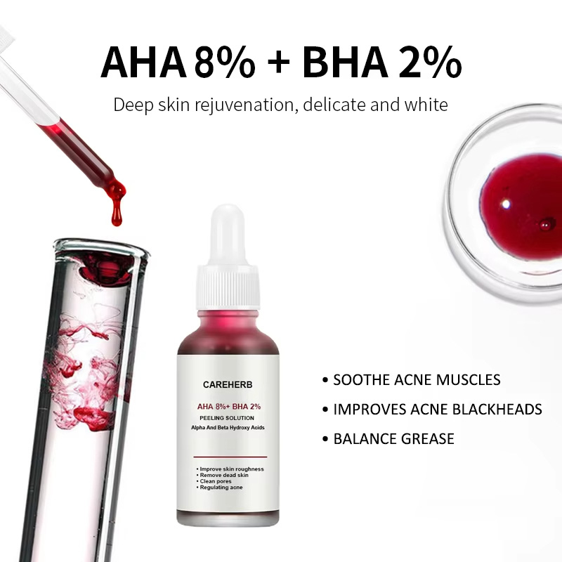 Organic Korean Whitening Acne Exfoliating AHA BHA Hyaluronic Acid B5 Peeling Solution Fruit Acid Facial Serum