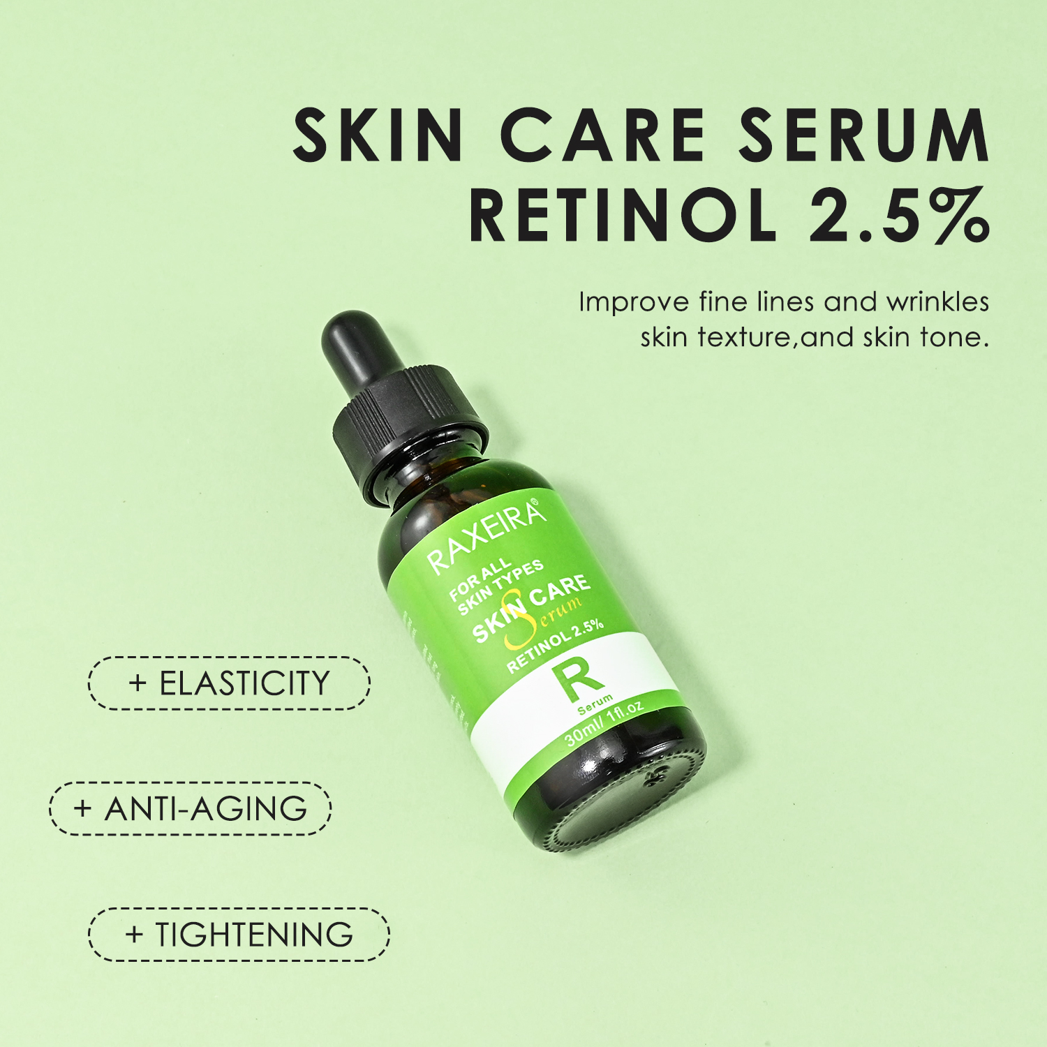 Wholesale 2.5% Retinol Serum With Vitamine C Hyaluronic Acid and Collagen Reduce Fine Lines and Increase Frim 30 ml