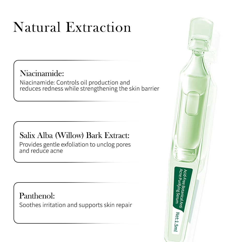 Strength Acid-Free Botanical Anti Acne Purifying Face Serum with Niacinamide Reduces Redness for Acne-prone Skin