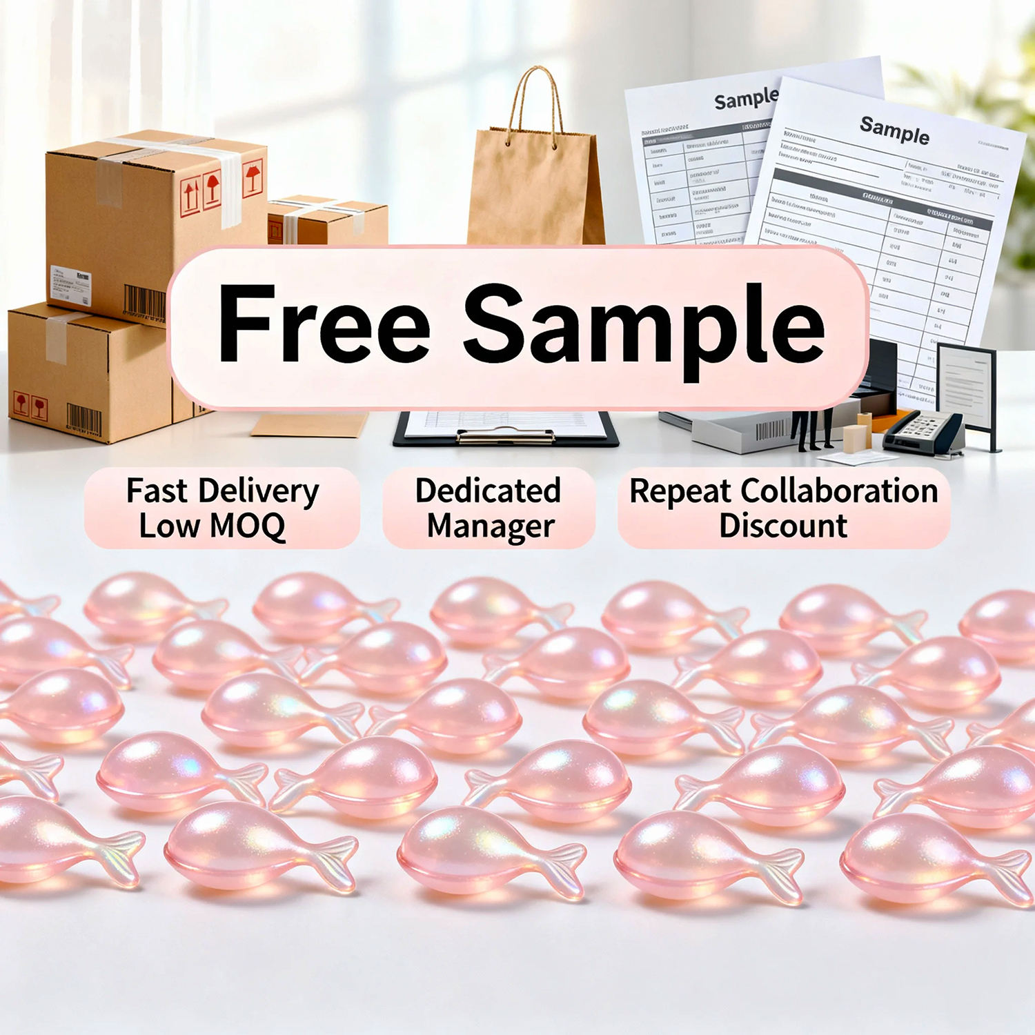Private Label Vegan Deep Repairing Anti-Aging Moisturizing Firming Face Serum Capsules Vitamin E Collagen 30ml Customized Facial