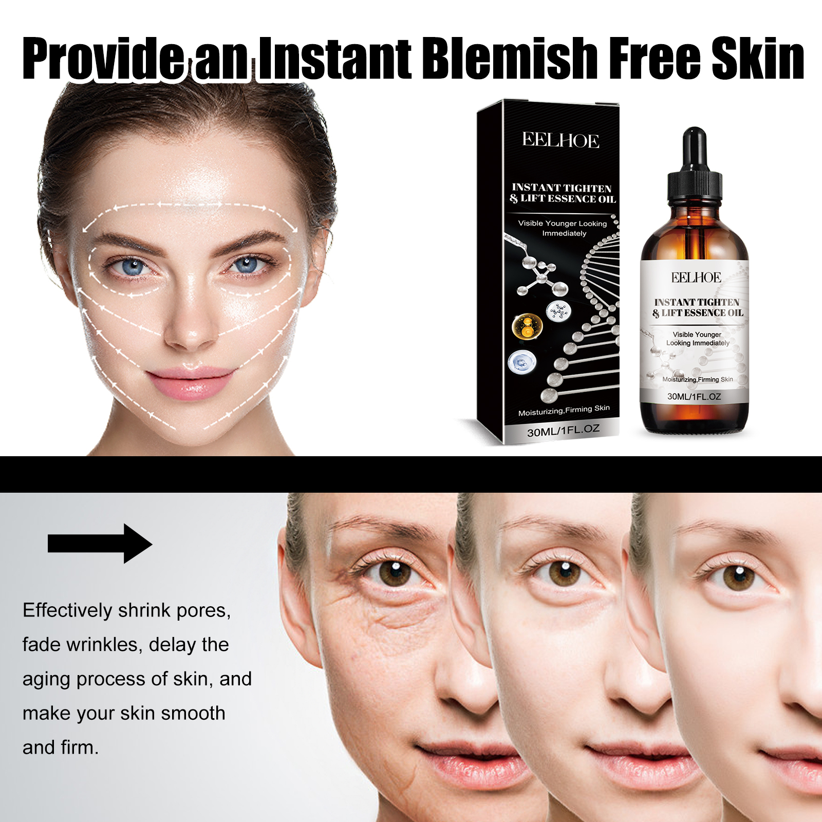 Firming Wrinkle Smoothing Instant Face Wrinkle Fading Moisturizing Skin Care Instant Facial Firming Lifting Essential Oil