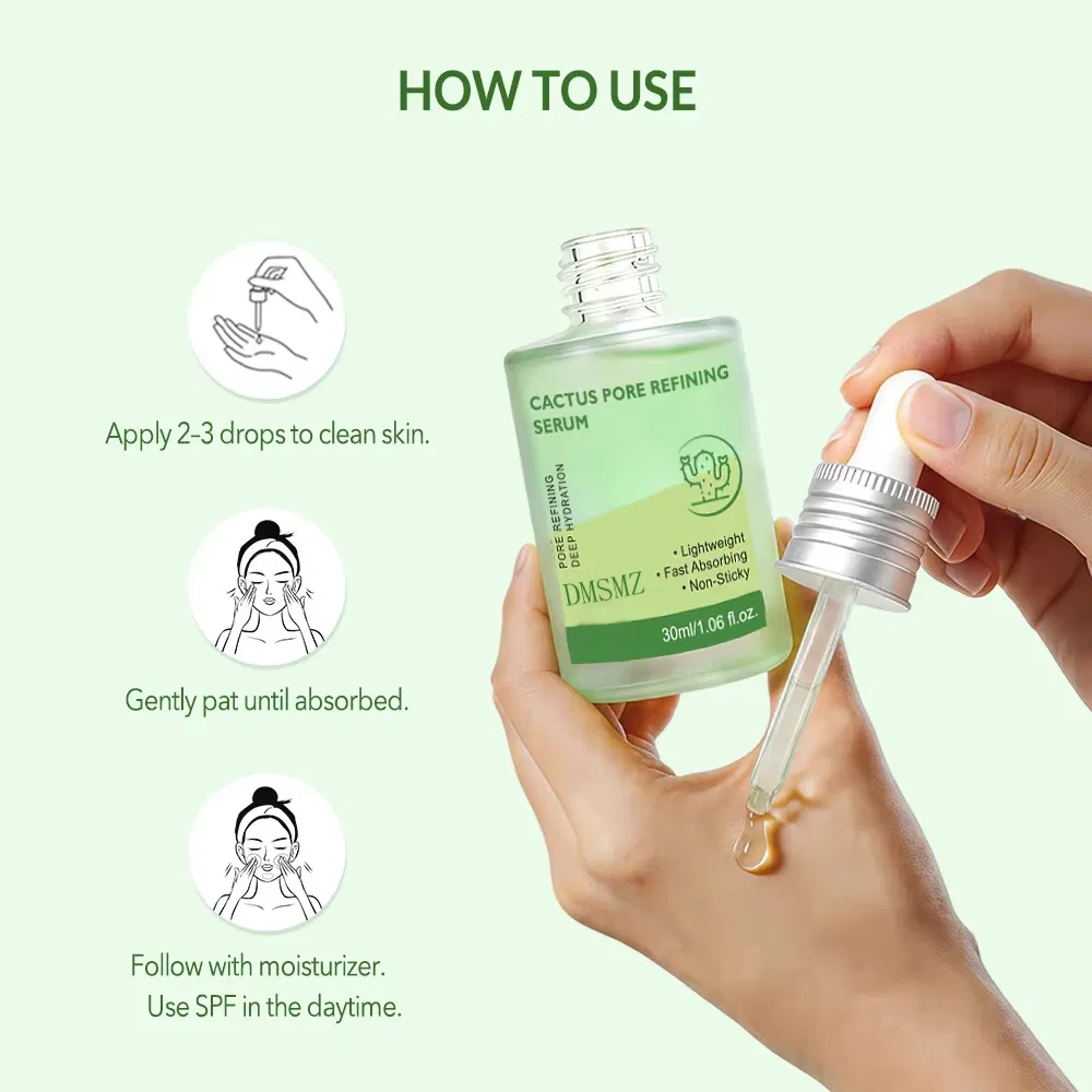 Oil Control Deep Hydration Skin Brightening for Rough Dull Skin Cactus Pore Minimizing Facial Serum
