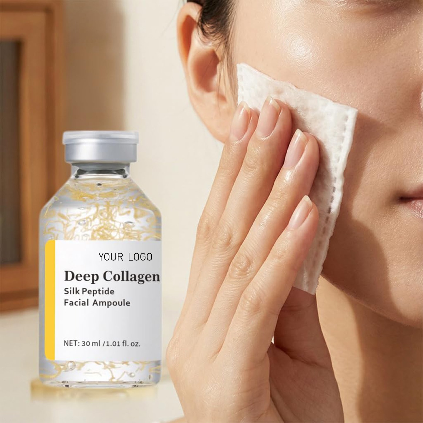 OEM ODM Collagen Silk Peptide Ampoule 30ml Hydrating Firming Brightening Improves Skin Texture Skincare Facial Serum