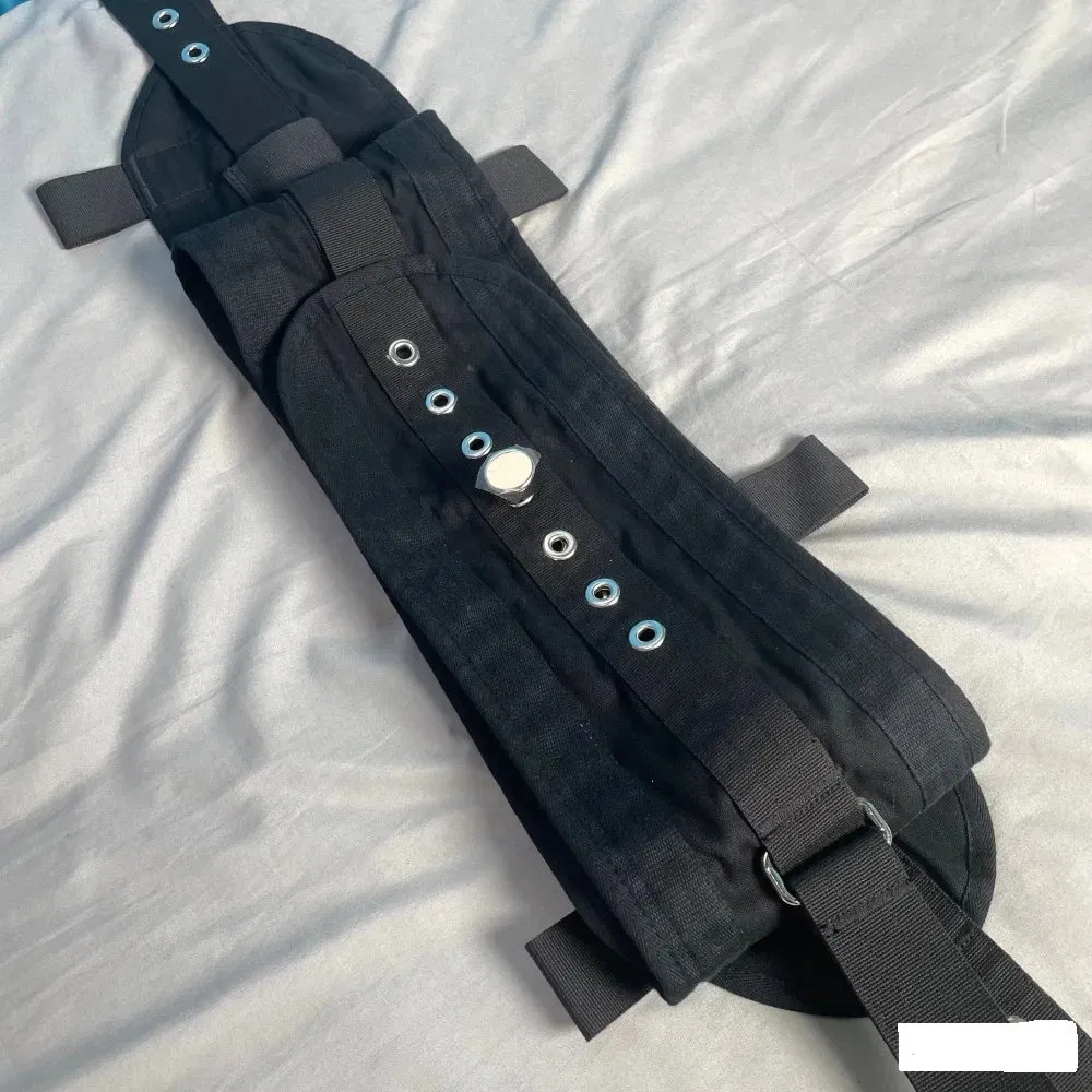 Adjustable Medical Restraint System with Magnetic Locking Belly Restraints Detachable Crotch Strap Patient Bed Fixing Black