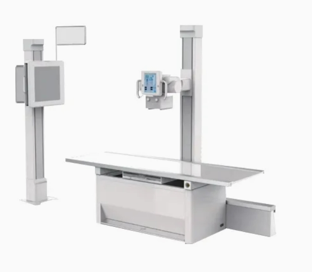 Digital Radiography System with Two Motorized Upright Columns for Patient Positioning