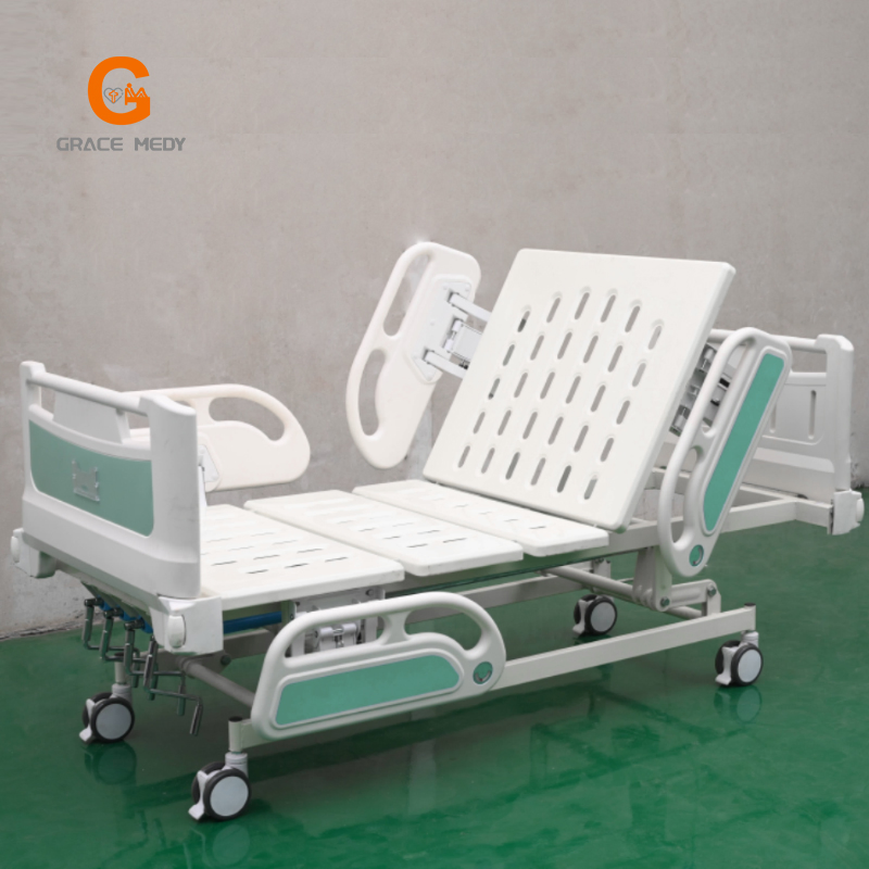 Manual 5-Function Nursing Care Equipment Medical Furniture Clinic ICU Patient 4 Crank Hospital Bed