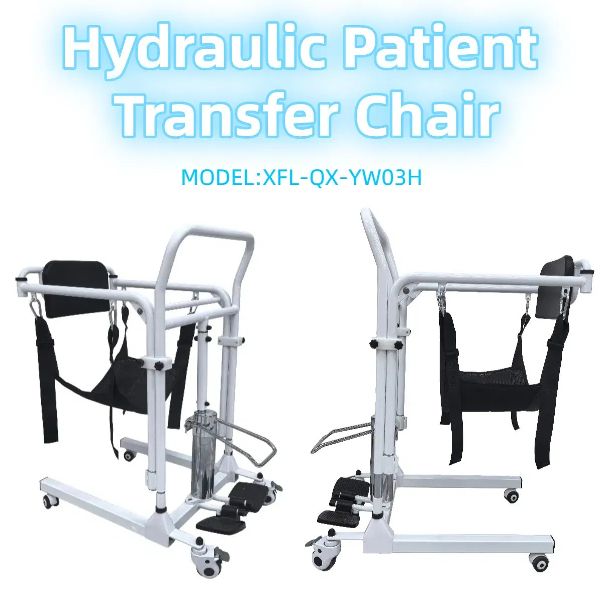 Anti-Tip Design Transfer Wheelchair with Commode Daily Mobility Assistance