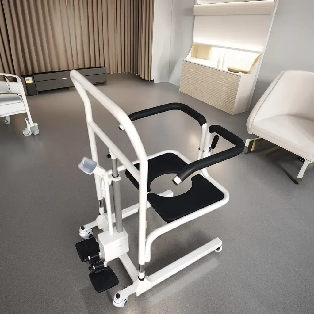 Mobile Medical Chair with Hydraulic Lift for Elderly Patient Transfer Support