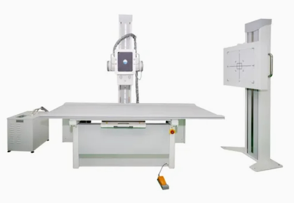 Digital Radiography System with Two Motorized Upright Columns for Patient Positioning