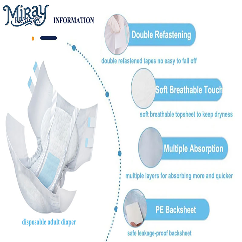 6 Layers Disposable Adult Diaper with Sticker for Bedridden Patients